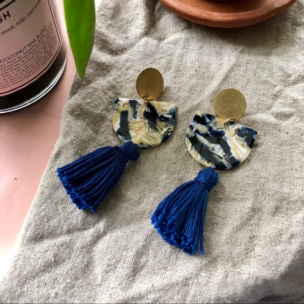 Raw Brass and Acetate Geometric Statement Earrings